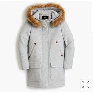 NWT J Crew Chateau Parka, size 6, grey